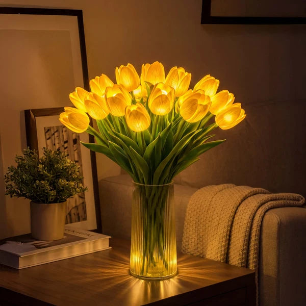 Tulpanlampan – LED-ljusbukett med 15 tulpaner