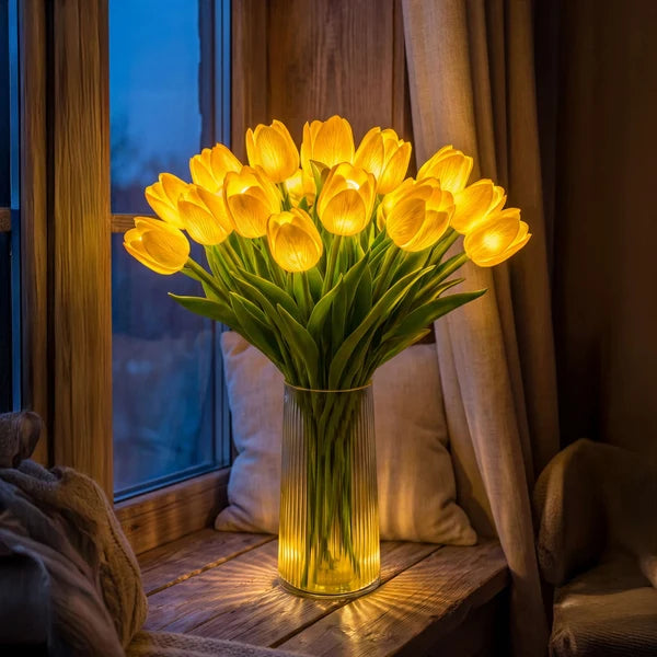 Tulpanlampan – LED-ljusbukett med 15 tulpaner